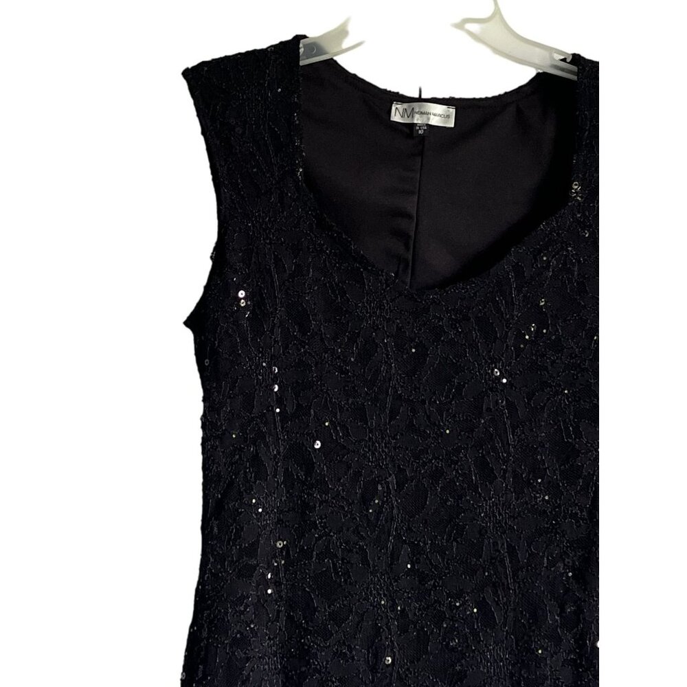 Neiman Marcus Womens Black Lace Sleeveless Dress 10 Sequins USA Fairy Whimsygoth - Picture 4 of 7